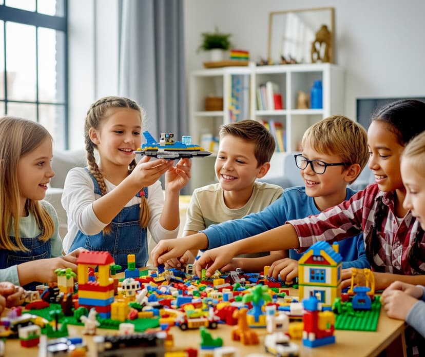 Children Playing with LEGO